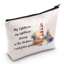 JXGZSO Lighthouse Cosmetic Make up Bag Lighthouse Lover Gift My Lighthouse Shining in The Darkness Makeup Zipper Pouch Bag (My Lighthouse B CA)