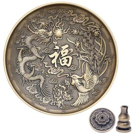 Brass Plate Incense Holder Set- 3 in 1 Incense Burner - for Smudging Bowl, Offering Bowl, Incense Burner Holder, Ash Catcher,Jewelry Dish