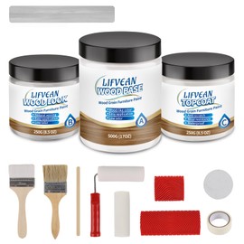 LIFVEAN Wood Look Paint for Furniture, Countertop, Interior Doors Wood Like Paint, Gray Wood Grain Paint Cover 26-30 sq.ft