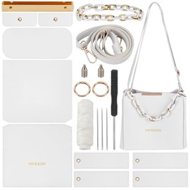 WADORN DIY Kit for Making Shoulder Bags, Set for Handmade Purses Handbags Faux Leather for Sewing on Women's Bags Craft Material Set for DIY Bags Accessories 25 x 11 x 23 cm, White