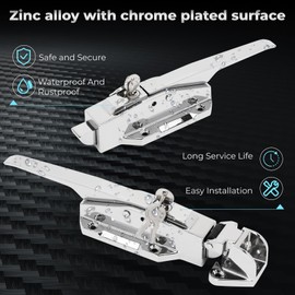 Walk in Cooler Door Handle Complete Latch Kit, Heavy Duty Chrome Anti-Corrosion Freezer Door Handle with Adjustable Offset 1/8in to 1/4in Flush & 5.9" Solid Metal Release Handle