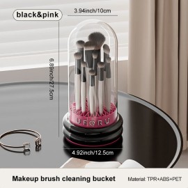 UFORU US Stock Clear Large Capacity Makeup Organizer with Lid Hanging Tabletop Stand Makeup Brush Bucket Holder Standcolor: Black