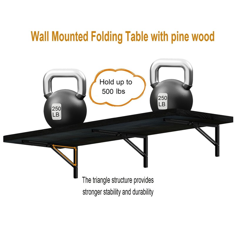 IAE Floating Wall Mounted Folding Table Desk with Pine Wood,55"