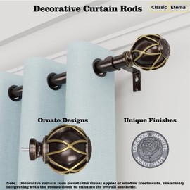 Curtain Rods 160 Inch, 163-inch Rod, Adjustable Length Heavy Duty Decorative Finials Diameter 7/8 inch,13 ft, Bronze