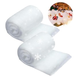 CJBIN Weihnachten Schneedecke, 2 Stück Kunstschnee Matte Deko Schneematte, 90 x 240 cm Weiße Schneedecke Weihnachtsdorf, Schneewatte Künstliche Schneedecke für Dorf-Displays Weihnachten Schmuck