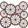 Outus 18 Pcs Wagon Wheel Decorations Paper Fans Country Western