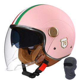 Double Visor Open Face Motorcycle Helmet Retro Jet Helmet Half Helmet ECE DOT Approved Long Lens for Men Women Scooter Cruiser Scooter