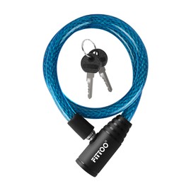 FITTOO Bike Lock, Traditional Bicycle Lock with 2 Keys, Security Cable Lock for Outdoors, Essential Bike Accessories, 12mm Diameter, 5 Colors Options (Blue)