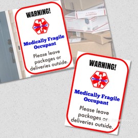 Medically Fragile Alert Safety Window Decal Set of 2