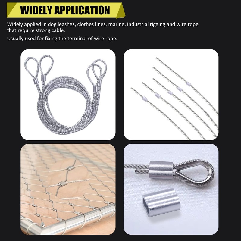 Twidec/350PCS 8 Sizes Aluminum Crimping Loop Sleeve M1.2-M6(3/64''-1/4'') Wire Rope