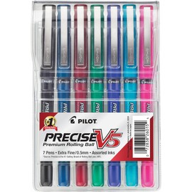 Pilot Precise V5, Bolígrafo, Tinta Líquida Colores Surtidos, Fino, Estuche 7 Piezas (26015)