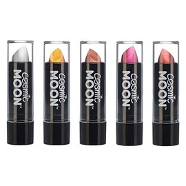 Cosmic Moon - Metallic lipstick - 5g - For fascinating metallic lips! - Set of 5 colours - Contains: silver, gold, rose gold, pink, red