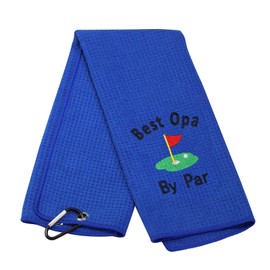 LEVLO Dad Golf Towel Embroidered Golf Towel Gift Golf Father Gift Best Pops/Grampy/Papaw/Opa by Par Golf Towel with Clip (Best Opa)