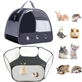 Guinea Pig Carrier Backpack, Clear Bubble Window Backpack for Guinea Pig, Bunny Rat Bird (Black, Accessories)