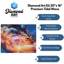 DIAMOND ART BY LEISURE ARTS Diamond Painting Kits for Adults 16"x20" Advanced Tidal Wave, Full Drill, Diamond Art Kits, Dimond Art, Diamond Art for Adults, Diamond Art Kit