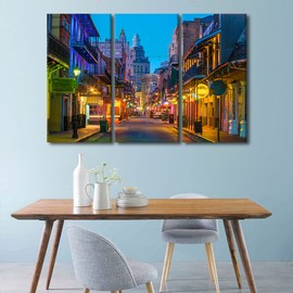 TUMOVO New Orleans USA Pictures for Living Room Neon Street Wall Art Prints on Canvas Painting Modern Artwork Wall Decor for Bedroom Office Pub Bar Bathroom Decor Ready to Hang, 42" Wx28 H