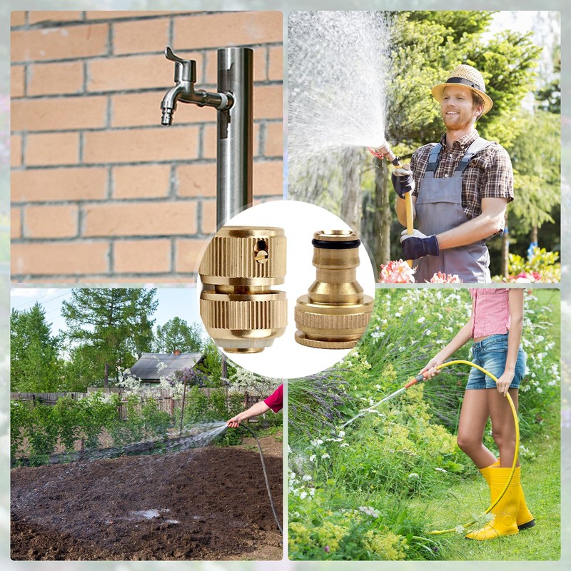 4 Piece Brass Hose Fitting Set, 1/2 Inch Brass Hose