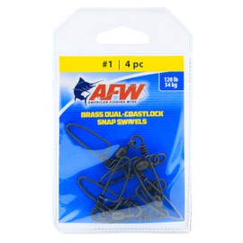 AFW Brass Dual Snap Swivels, 120 lb / 54 kg Test, Black, 4 pc