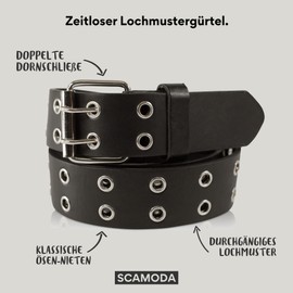 SCAMODA Double Hole Rivet Belt with Leather for Men and Women Eyelet Belt Various Colours, Sizes, Widths - turquoise