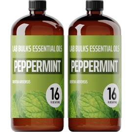 Lab Bulks Essential Oil Peppermint Essential Oil (16 oz, 2 Pack) – Bulk Peppermint Oil for Diffusers, Candles, Cleaning & Sprays