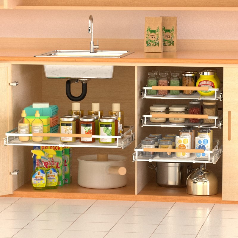 SOFRON Expandable Pull Out Drawer Cabinet Organizers, Heavy Duty Slide