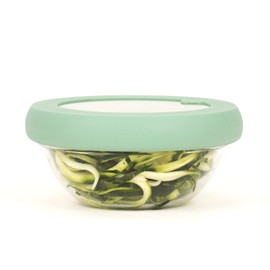 Food Huggers Replacement Lids for Glass Storage Containers Silicone & Glass Lids that Don’t Crack | Fits Most Round Container Brands & Bowls | 100% Plastic Free | 1 Lid (Small), Gradual Green