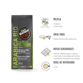 CAFFÈ VERGNANO | Arábica Bio Café en Grano Orgánico 1kg | Tostado Medio 100% Natural con Notas de Vainilla, Canela y Frutas Maduras | Sabor Delicado y Aromático
