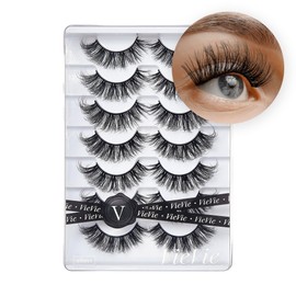 VieVie False Lashes Strip Fake Eyelashes Natural to Dramatic Look Faux Mink Eye Lash Lightweight Wispies 7 Pairs