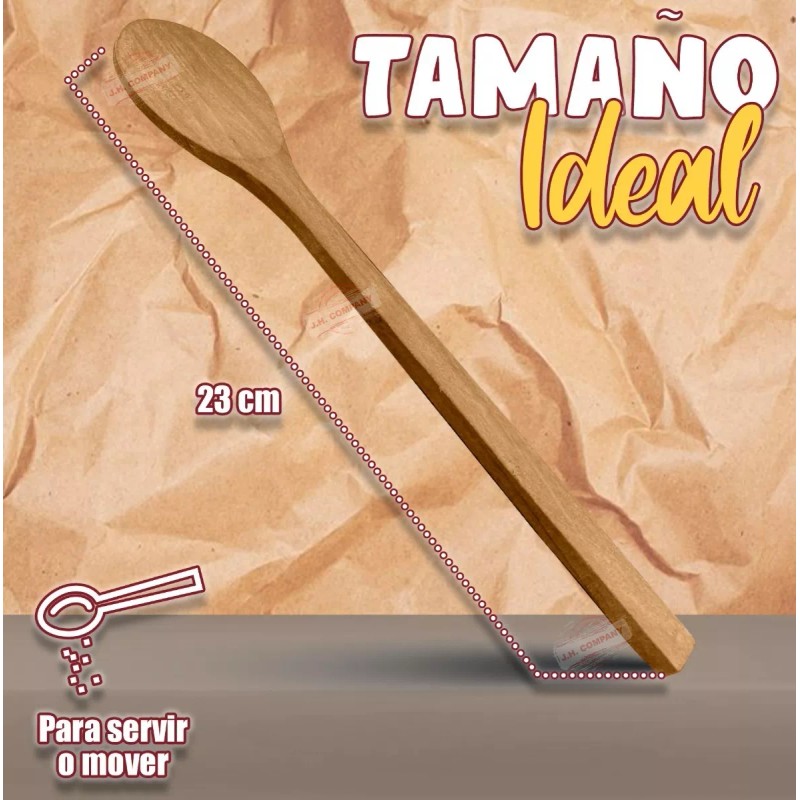 J.H. Company Set 6 Pcs Cuchara Madera Utensilio Cocina Mango