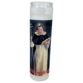 white Unscented prayer candle Santo Domingo de Guzman.Veladora de rezo oración de petición para los niños