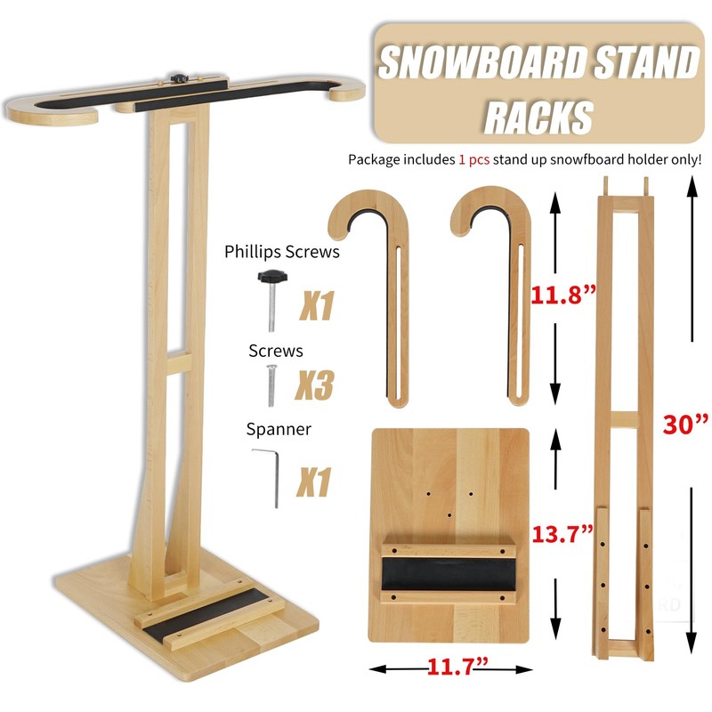 JUSTOOP Adjustable Snowboard Stand Racks, Sturdy Freestanding Snowboard Rack with