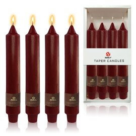 5 Inch Pillar Candle Candlesticks Unscented Dripless Red Tapered Candle Set for Halloween Thanksgiving Home Decor, 4 Packcolor: Red, size: 5inch