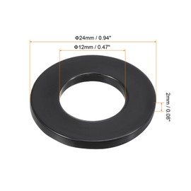 TOP-VIGOR 12Pcs Black Nylon Flat Washers, M12 x 24mm x 2mm Insulating Round Seal Spacer Tap Sealing O Ring Gasket for Faucet Pipe Water Hose