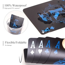 Waterproof Playing Cards, Plastic Playing Cards, Deck of Cards, Gift Poker Cards (Black Wolf)