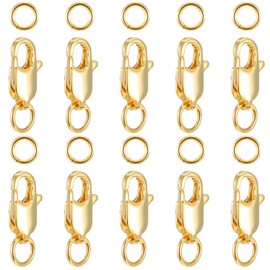 10 Pcs Gold Clasp, Lobster Claw Clasp with Closed Jump Rings, 14K Gold Jewelry Making Clasps and Closures, 12mm (0.47inch)