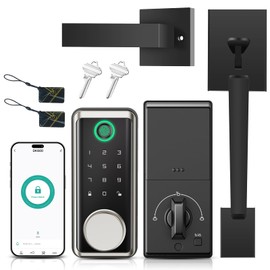 Keyless Entry Door Lock Deadbolt with Handle Set, Smart Locks for Front Door, Digital Door Lock with Keypad Set, Door Code Lock with Touchscreen, Compatible with Alexa, Satin Nickel