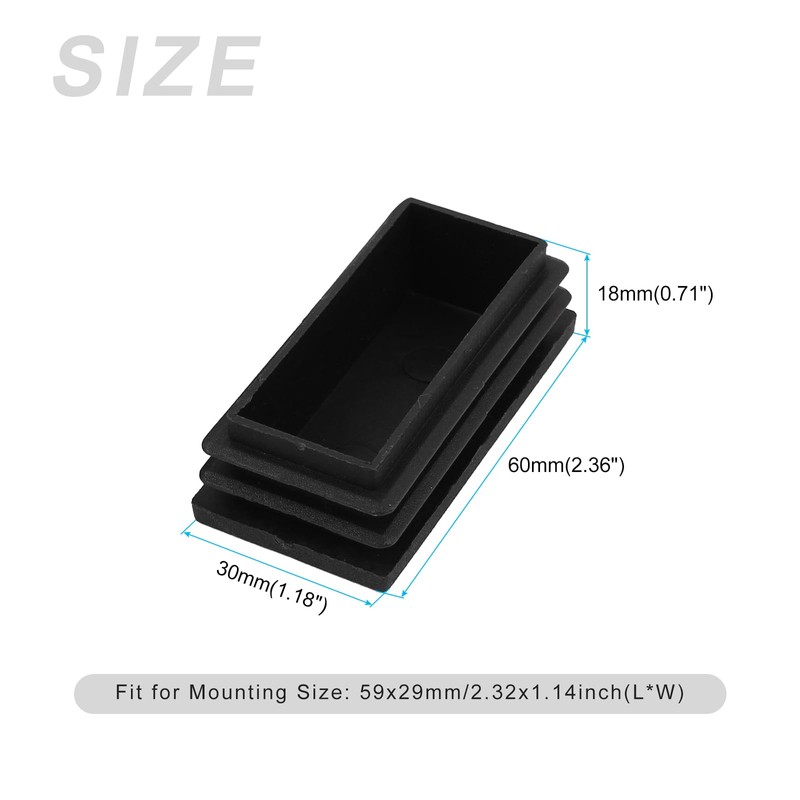 METALLIXITY 12pcs Rectangle End Caps (60x30mm) Plastic Rectangle Tube Insert