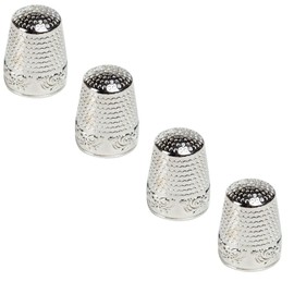 4 Pieces Sewing Thimble, Metal Sewing Thimble Finger Protector, Accessories DIY Sewing Tool, Silver