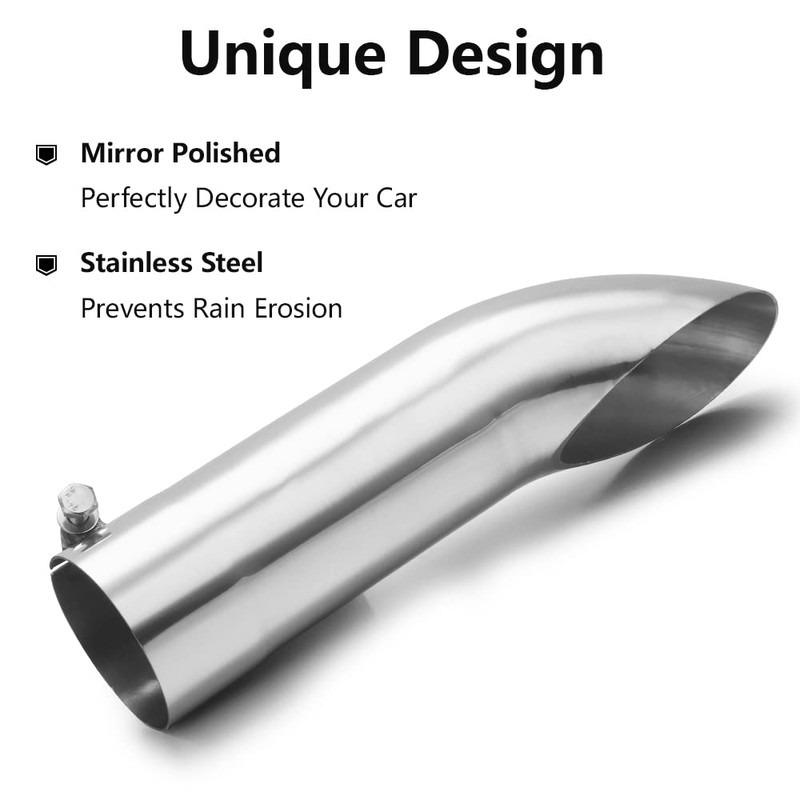 A-KARCK Turn Down Exhaust Tip 4" Inlet, Polished Tailpipe Tip