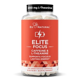 Elite Caffeine Pills with L-Theanine – Jitter-Free Focused Energy Supplements – Clean & Natural Nootropic Stack for Smart Cognitive Performance – 120 Soft Capsules