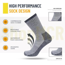 ShopMCR Men's Socks Merino Wool Winter Thermal Soft Classic Thick Business Chunky Breathable Premium Hiking Socks UK 6-11 (2 Paris, Grey)