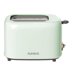 KuHAUS Retro 2 Slice Toaster, 6 Browning Control, Dust Cover, Removable Crumb Tray, Cord Storage, Vintage Design for Bread & Waffles (Mint)