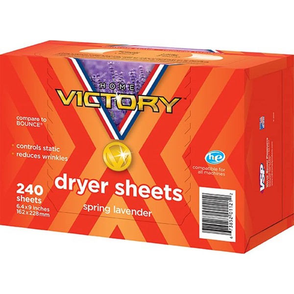 HOME VICTORY Dryer Sheets: Spring Lavender Scented Laundry Fabric Softener Sheets - Reduces Wrinkles - Controls Static - Softens Fabric (240 Count)