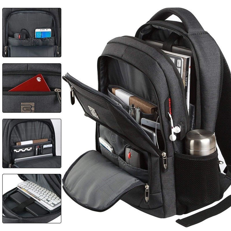 KASIBON Laptop Backpack with USB Charging&Headphone Port,Anti-Theft with Breathable Padded