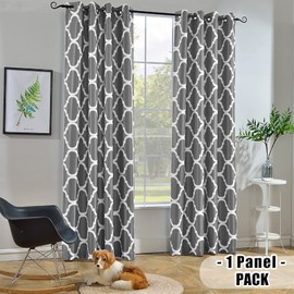 Melodieux Moroccan Fashion Room Darkening Blackout Grommet Curtain for Bedroom Kitchen Small Windows, 52 by 45 Inch, Grey (1 Panel)