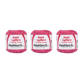 Aunt Lydia Fashion Warm Rose Crochet - 3 Pack of 150y/137m - Cotton - Gauge 3 - Crochet