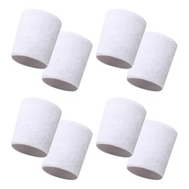 GSHLLO 8 Pcs Sport Wrist Sweatbands Athletic Wrist Sweat Bands Soft Elastic Wrist Bands Thick Tennis Wristbands Basketball Running Wrist Bands Sports Party Wristbands for Gymnastics White