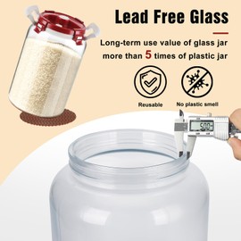 2.6Gallon/10L Glass Sugar Container with Lid - Airtight Food Storage Containers for Flour and Sugar, BPA-Free, Wide Mouth, Include Measuring Cup, Premium Kitchen Canisters for Pantry Organization