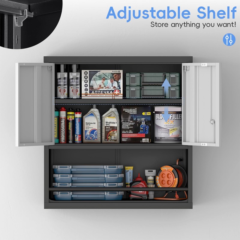 STEELIST Metal Cabinet Wall Mounted, Garage Storage Cabinet Heavy Duty,