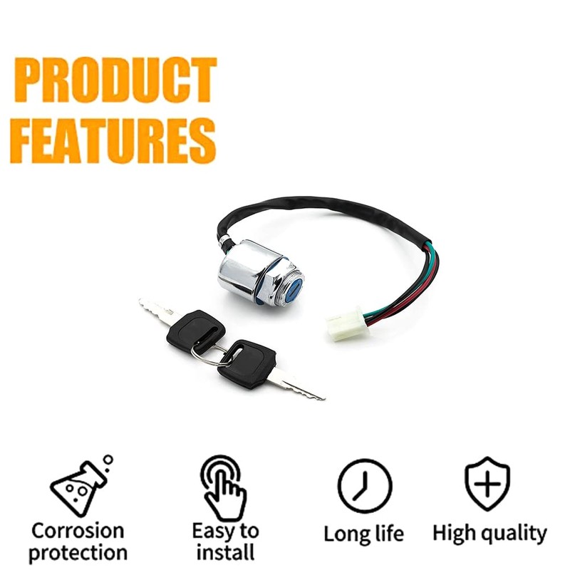 NBVLKH 4 Wire Pin Key Ignition Switch for Go Karts,